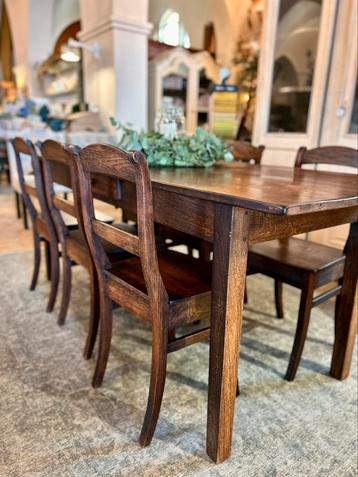 6 stuks antieke vlaamse eetkamer stoelen, boederij stijl beschikbaar voor biedingen
