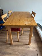 Vintage Eikenhouten Tafel met 3 Stoelen, Huis en Inrichting, Ophalen, Gebruikt, 100 tot 150 cm, Eikenhout