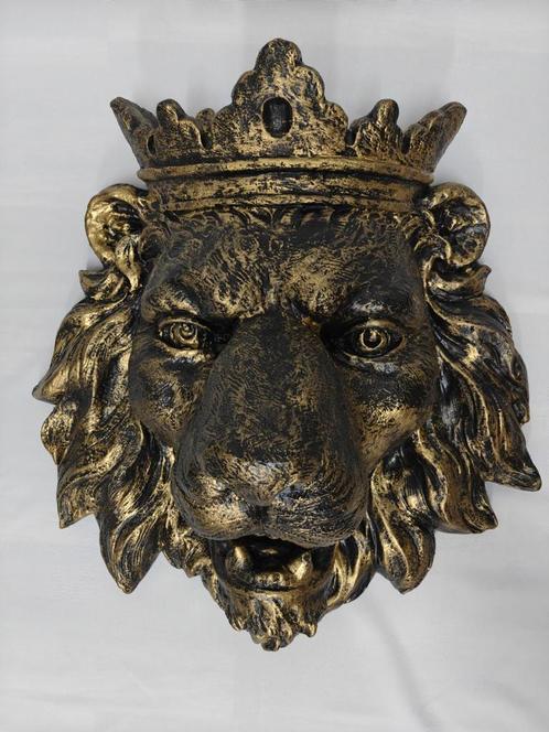 Leeuwen kop brons gekleurd wand decoratie., Verzamelen, Beelden en Beeldjes, Nieuw, Dier, Ophalen