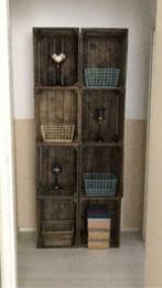 8 delige kast van gebruikte fruitkisten / veilingkisten, Antiek en Kunst, Antiek | Meubels | Kasten, Ophalen of Verzenden