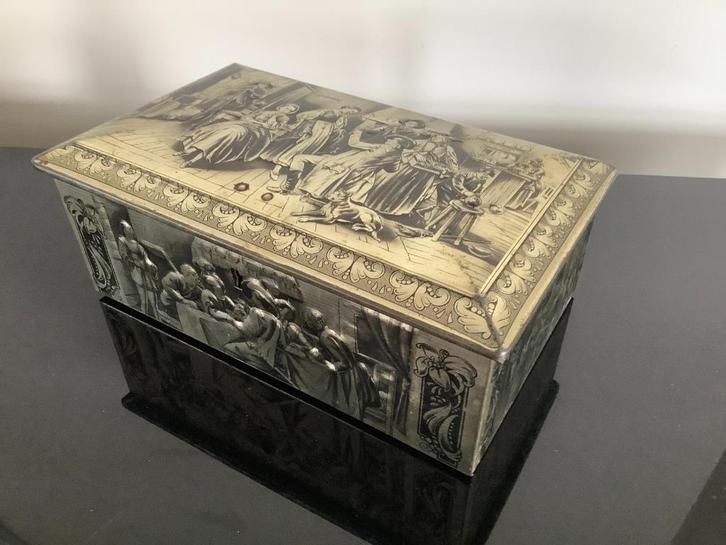 Rechthoekig vintage metalen blik Old Masters made in Belgium, Verzamelen, Retro, Huis en Inrichting, Ophalen of Verzenden