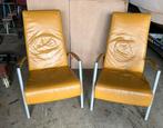 Fauteuils van leder design stoelen, Huis en Inrichting, Fauteuils, Gebruikt, Leer, 50 tot 75 cm, Ophalen