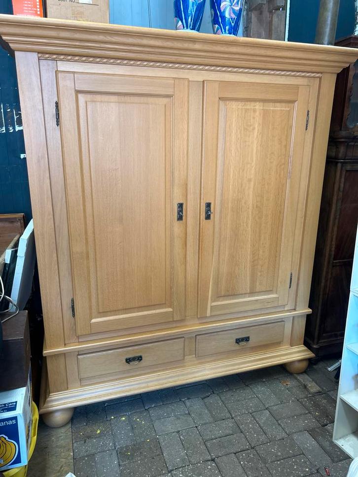 Licht Eiken Kabinet met 2 Deuren en Lades, Antiek en Kunst, Antiek | Meubels | Kasten, Ophalen
