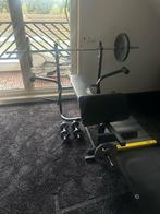 Fitnessbank + Barbell & Dumbells + Gewichten, Gebruikt, Krachtstation, Armen, Ophalen of Verzenden