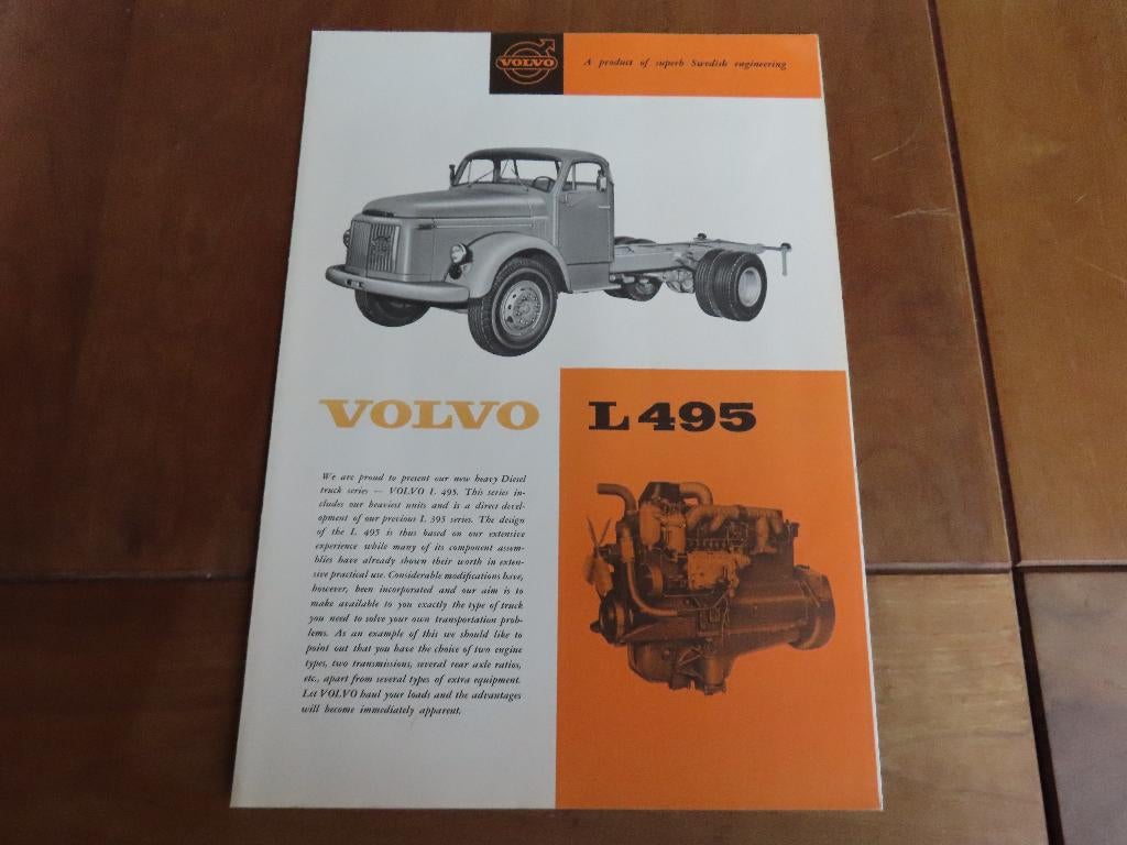 Folder Volvo L 495 vrachtwagen 1959 USA markt, Volvo, Zo goed als nieuw, Volvo, Ophalen of Verzenden