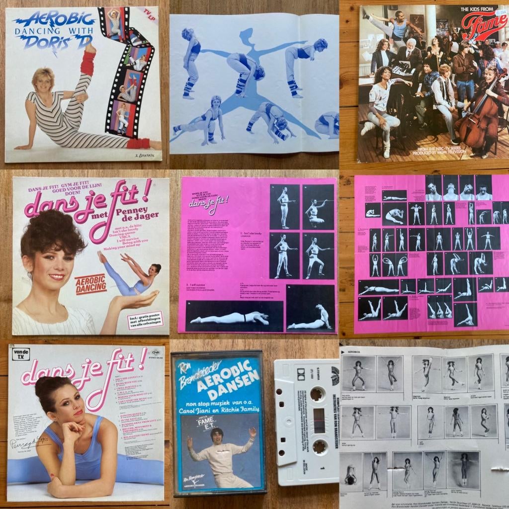Aerobic Dancing eighties LP dans instructies cassette vinyl, Ophalen of Verzenden, Zo goed als nieuw, Benen