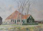 Henk Daad Oud hollandse boerderij 1983 schilderij aquarel, Antiek en Kunst, Ophalen of Verzenden