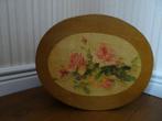 Victoriaanse ovale hoedendoos rozen Meander, Antiek en Kunst, Curiosa en Brocante, Ophalen of Verzenden