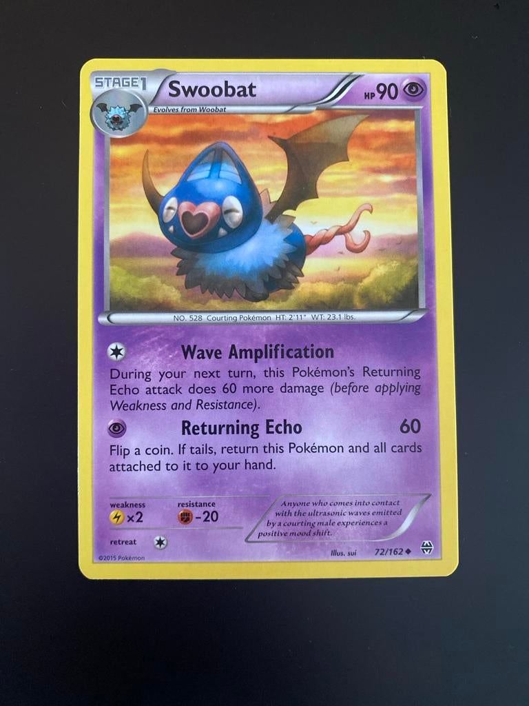 Swoobat 72/162 Pokémon XY BreakThrough Mint Packfresh, Ophalen of Verzenden, Zo goed als nieuw, Losse kaart