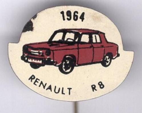 1964 Renault R8 bruin op blik oldtimer auto speldje( C_199 ), Verzamelen, Speldjes, Pins en Buttons, Zo goed als nieuw, Speldje of Pin