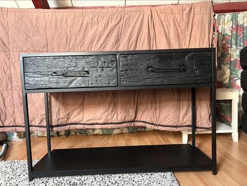 Zwarte side table mangohout, Huis en Inrichting, Tafels | Sidetables, Zo goed als nieuw, 25 tot 50 cm, 100 tot 150 cm, Rechthoekig