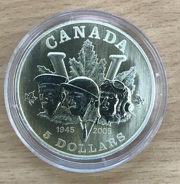 Canada - 5 Dollars 2005 - End of WWII 60th Anniversary, Verzenden, Noord-Amerika, Losse munt, Zilver
