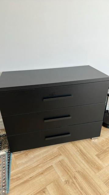Ladekast zwart mdf