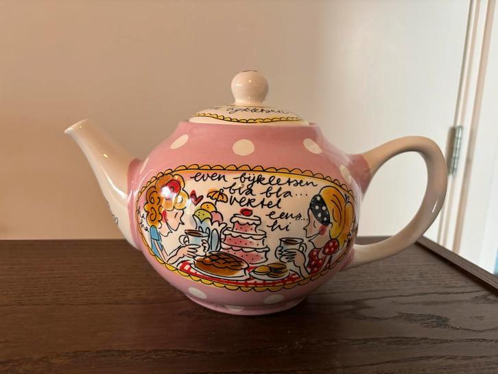 Theepot Blond Amsterdam 'Even Bijkletsen' 1,5L, Huis en Inrichting, Keuken | Servies, Zo goed als nieuw, Overige typen, Blond Amsterdam