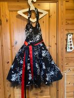 Jurk spaans charlston tule 38 zwart stretch rits achter, Ophalen of Verzenden, Zo goed als nieuw, Pak of Jurk