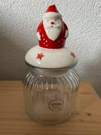 Leuke geribbelde, glazen voorraadpot met kerstman  keramiek, Diversen, Kerst, Ophalen of Verzenden