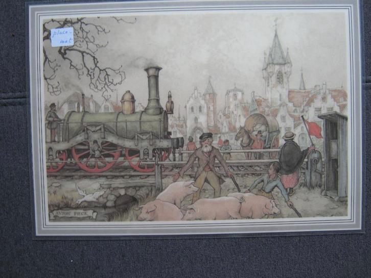 Anton Pieck.  4 placemats., Antiek en Kunst, Kunst | Tekeningen en Foto's, Ophalen