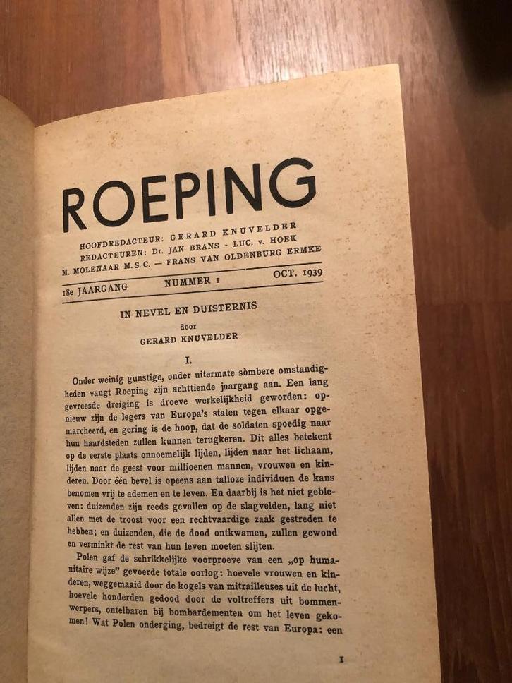 '1939/1940 Roeping. Katholiek literair maandblad. Met Ex-, Boeken, Oorlog en Militair, Gelezen, Overige onderwerpen, Tweede Wereldoorlog