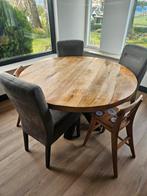 Ronde eettafel Mango hout 130cm, Huis en Inrichting, Tafels | Eettafels, Ophalen, Rond, Zo goed als nieuw, 100 tot 150 cm