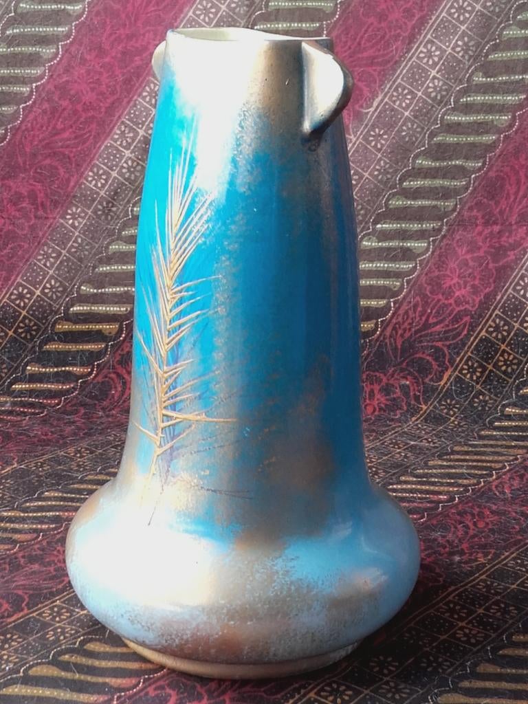 Zeldzame antieke Clement Massier vaas uit Frankrijk 23 cm., Ophalen of Verzenden