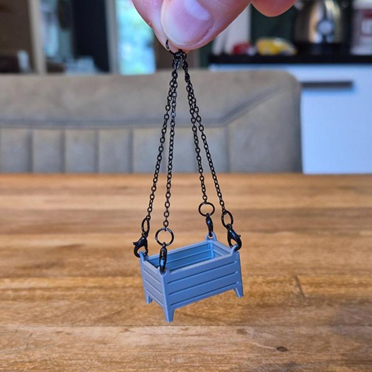 Materiaalbakje 1-50 met Hijsketting Viersprong, Hobby en Vrije tijd, Modelauto's | 1:50, Zo goed als nieuw, Hijskraan, Tractor of Landbouw