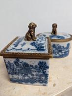 Vintage Porseleinen Doosjes met Hond, Antiek en Kunst, Antiek | Keramiek en Aardewerk, Ophalen of Verzenden