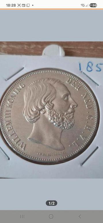2 1/2 Gulden (Rijksdaalder) 1854 in zeer mooie kwaliteit.  beschikbaar voor biedingen
