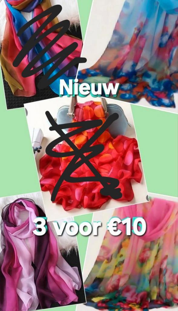 3 nieuwe sjaals 50x150cm €10 of per stuk 4 euro, Kleding | Dames, Mutsen, Sjaals en Handschoenen, Nieuw, Sjaal, Maat 46/48 (XL) of groter