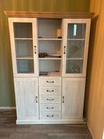 Mooie vitrinekast met glazen deuren, Gebruikt, 100 tot 150 cm, Ophalen of Verzenden, Met lade(s)