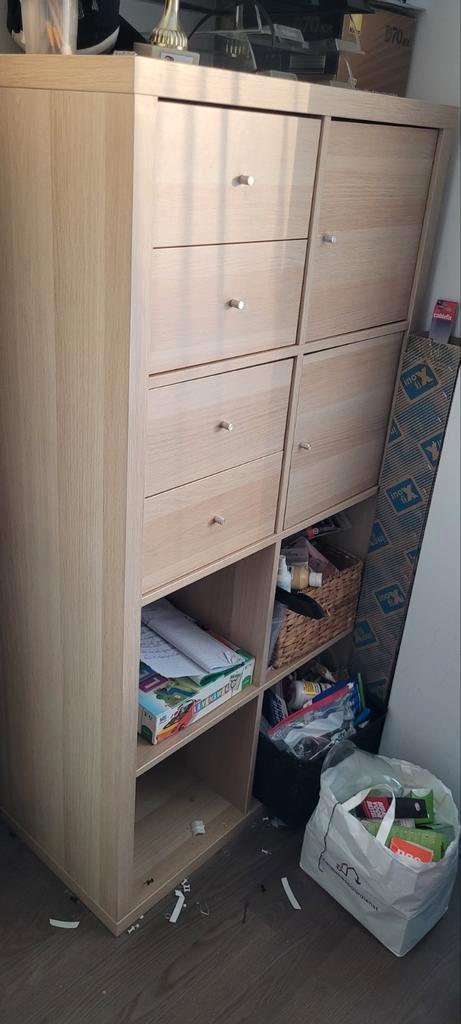 Kallax kast met inzet stukken, Huis en Inrichting, Kasten | Boekenkasten, Zo goed als nieuw, 50 tot 100 cm, 100 tot 150 cm, 25 tot 50 cm