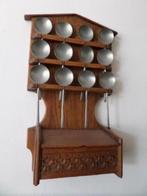 Lepelrek antiek - 12 tinnen lepels - Opbergbakje onder, Antiek en Kunst, Curiosa en Brocante, Ophalen
