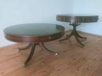 Eetkamertafel en Salontafel met leer ingelegd., Huis en Inrichting, Ophalen, Gebruikt, Rond
