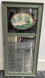 Antiek facet geslepen spiegel met afbeelding, Ophalen of Verzenden, Rechthoekig