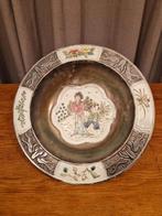 Vintage Chinese verzilverde porseleinen schaal, 30X30X8 cm, Ophalen of Verzenden