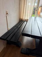 Eettafel met bankje - Zwart Hout, Ophalen, Gebruikt, 100 tot 150 cm, Vijf personen of meer
