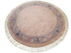 Handmade pastel orange Nepal tapijt wol rond 200x200cm, Huis en Inrichting, Stoffering | Tapijten en Kleden, ., Rond, Crème, Ophalen of Verzenden
