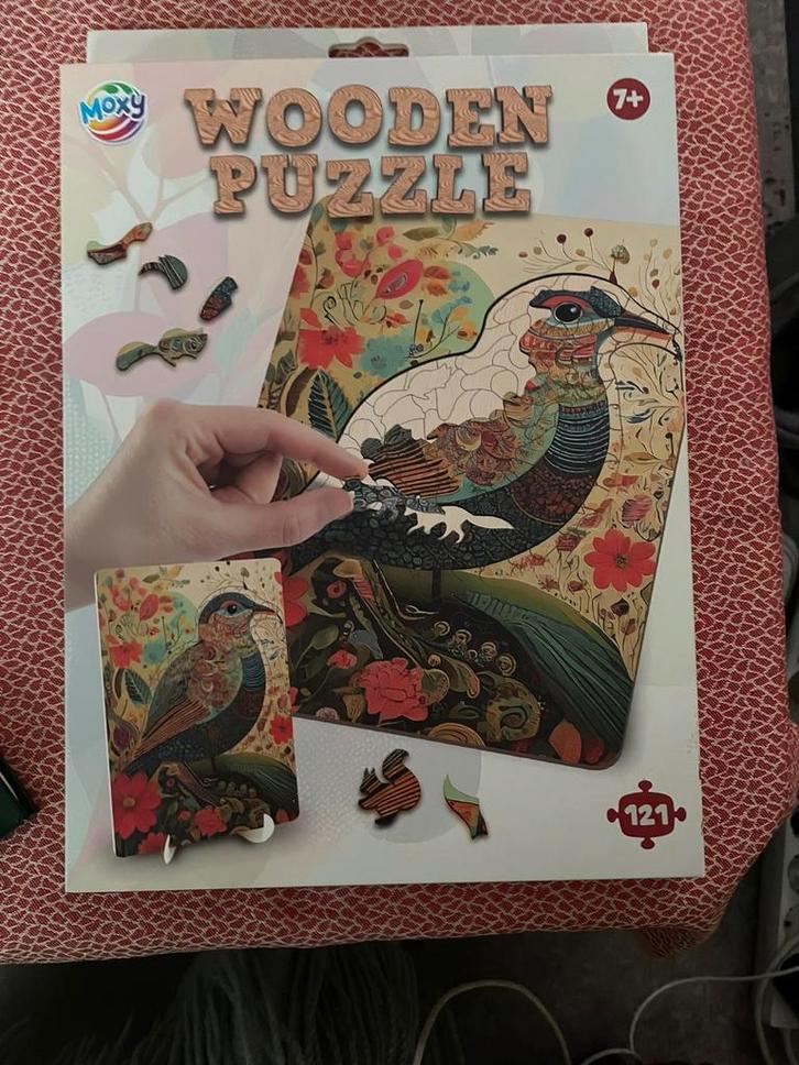Wooden puzzle houten puzzel vogel en kat koala  121 stukjes, Hobby en Vrije tijd, Denksport en Puzzels, Zo goed als nieuw, Minder dan 500 stukjes