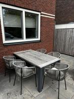 Eettafel met 5 stoelen voor buiten, Tuin en Terras, Tuinmeubel-accessoires, Gebruikt, Ophalen