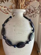 Ketting met grote donker blauwe agaat kralen, Sieraden, Tassen en Uiterlijk, Kettingen, Blauw, Nieuw, Ophalen of Verzenden, Steen of Mineraal