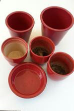 diverse rode bloempotten, Tuin en Terras, Bloempotten, Ophalen, Rond, Zo goed als nieuw, Aardewerk