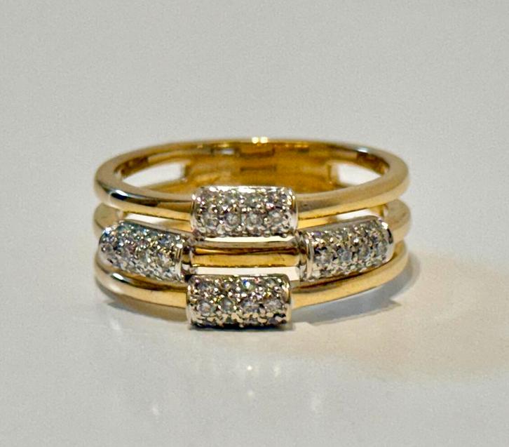Unieke 18 karaat gouden bandring 8,4 gram met diamant! 18mm, Sieraden, Tassen en Uiterlijk, Ringen, Dame, 18 tot 19, Goud, Goud