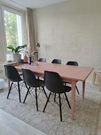 Set van 6 zwarte eetkamerstoelen – donkere eiken poten, Gebruikt, Zwart, Modern, Vijf, Zes of meer stoelen