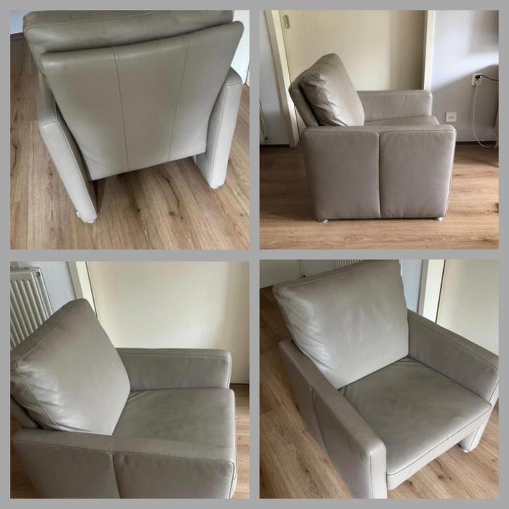 Strakke leren fauteuil Taupe grijs W.SCHILLIG als NIEUW, Huis en Inrichting, Fauteuils, Nieuw, Leer, 50 tot 75 cm, 75 tot 100 cm