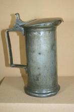 Antiek Franse 1 liter tinnen klepkan 18e eeuw, Antiek en Kunst, Antiek | Tin, Ophalen of Verzenden