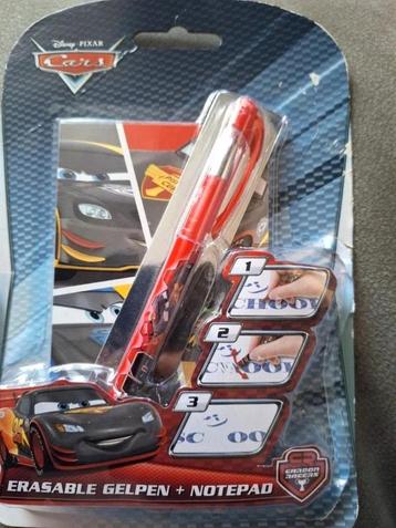 Cars gum pen + notitieblokje - nieuw in verpakking beschikbaar voor biedingen