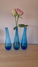Vintage ikea blenko vaasjes blauw, Blauw, Ophalen of Verzenden, Minder dan 50 cm, Glas