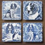 Welsh Springer Spaniel Delfts Blauw onderzetters met houder, Ophalen of Verzenden, Nieuw, Glas of Kopje