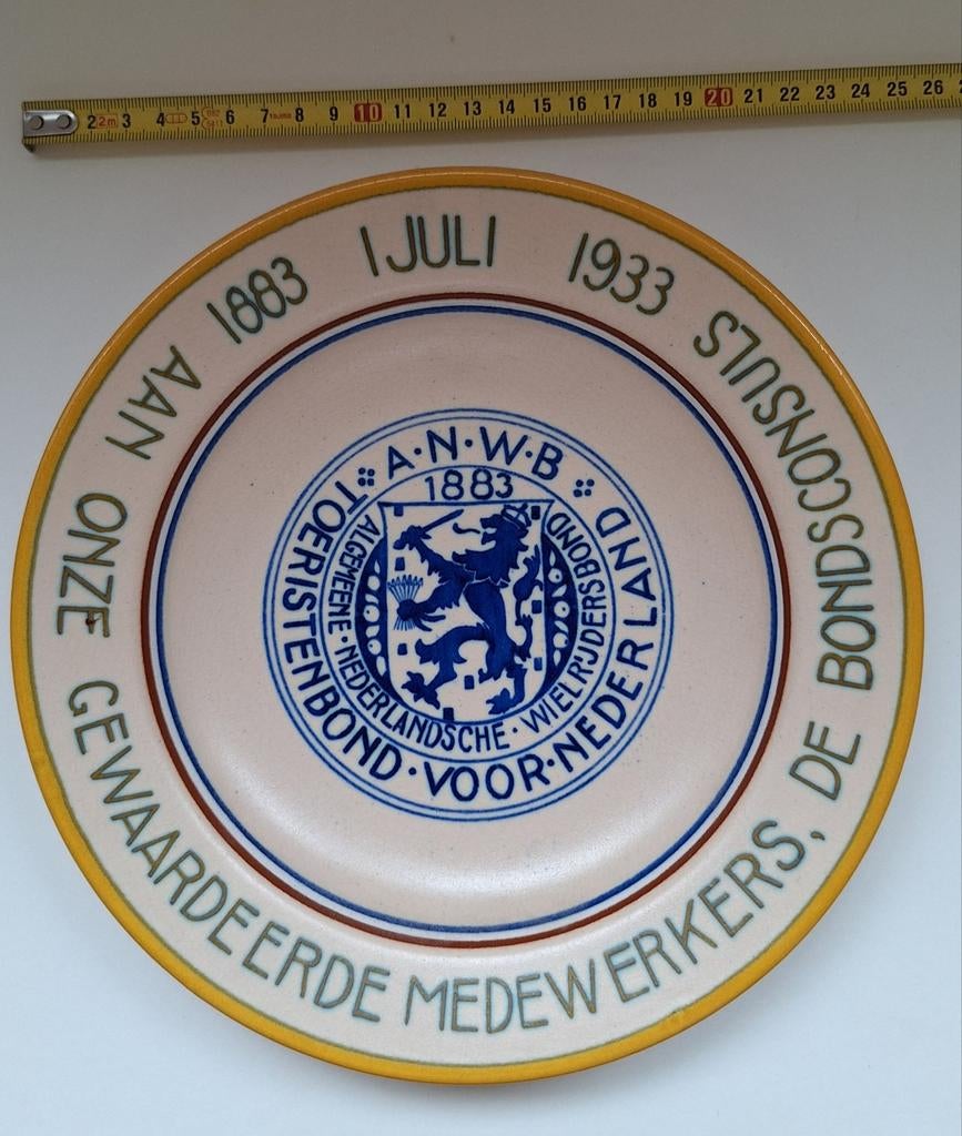 ANWB Gedenkbord 1883-1933 voor Bondsconsuls., Ophalen of Verzenden