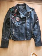 Bikerjack leren lederen leer nep met strass maat 36 38, Ophalen of Verzenden, Zo goed als nieuw, Maat 36 (S), Zwart