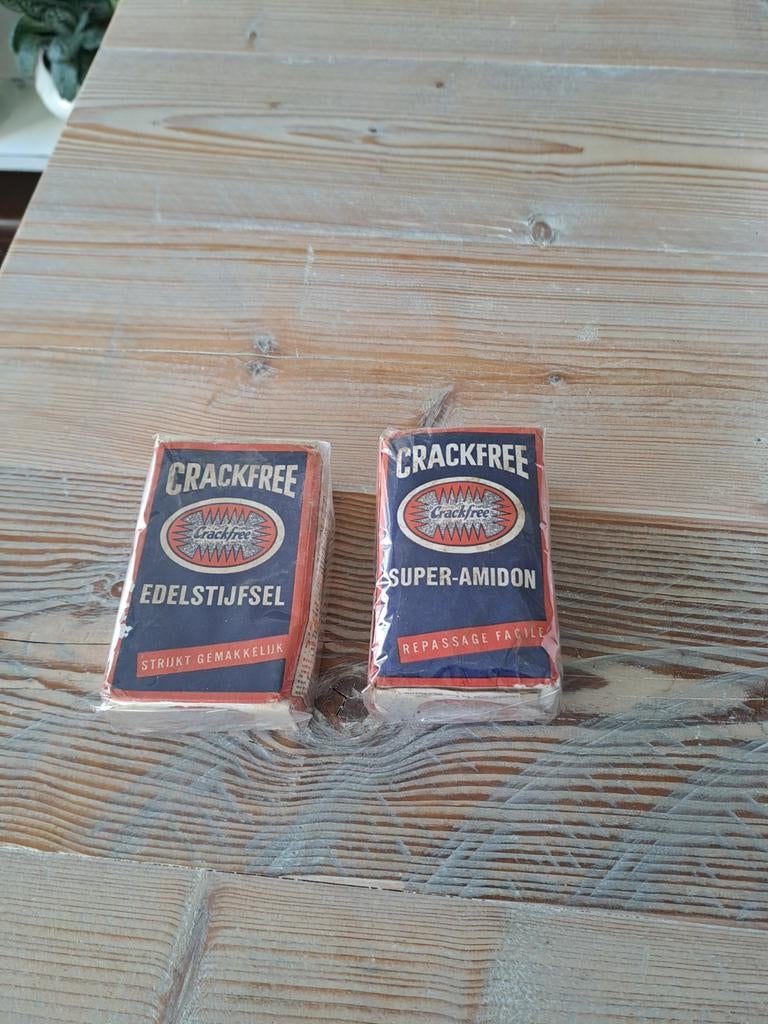 Vintage pakjes Crackfree edelstijfsel., Hobby en Vrije tijd, Spaarzegeltjes, Ophalen of Verzenden, Winkel, Super of Benzinepomp